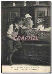 Old Postcard Brittany Folklore Beds Clos The awakening of the & # 39enfant