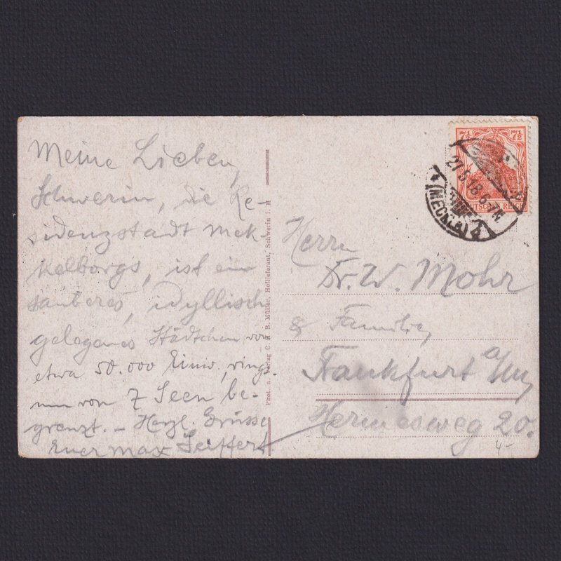 GERMANY 1918, Postcard, Schwerin, Used