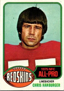 1976 Topps Football Card Chris Hanburger Washington Redskins sk4471