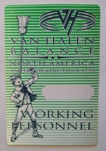 Van Halen Balance Backstage Pass North America Original 1995 Eddie Hard Rock