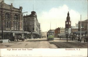 Christchurch New Zealand High St. Clock Tower c1905 Used Postcard