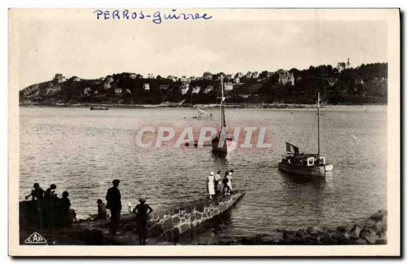 Old Postcard Perros Guirec Arrival stars has Trestaou Charter