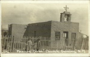 Deming NM Mexican Adobe Church c1910 Real Photo Postcard xst