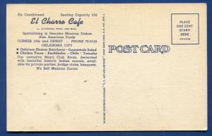 EL Charro Cafe on 10th & Dewey Oklahoma City ok llinen postcard