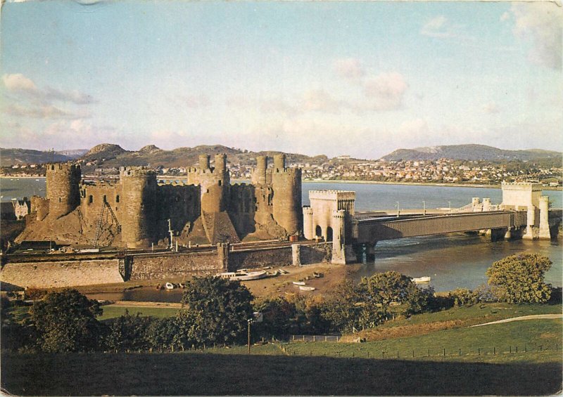 England Postcard Conway Castle South Front from across Gyffin Brook and Railway