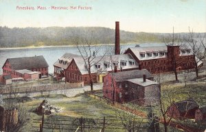Merrimac Hat Factory, Amesbury, Massachusetts, Early Postcard, Unused