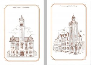 2~4X6 Postcards Parkersburg WV West Virginia WOOD COUNTY COURT HOUSE & CITY BLDG