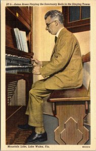 Vtg Anton Brees Playing the Sanctuary Bells in the Singing Tower FL Postcard