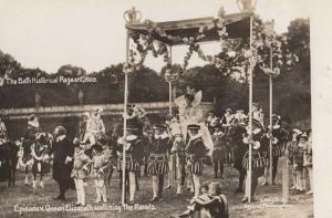 Queen Elizabeth Watching Revels 1909 Bath Pageant Old RPC Real Photo Postcard