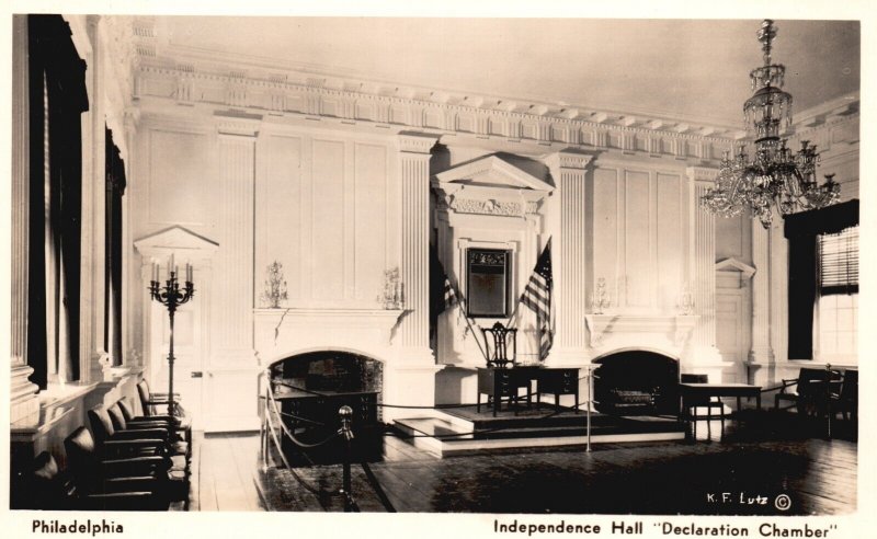 Postcard Real Photo Independence Hall Declaration Room Philadelphia PA RPPC