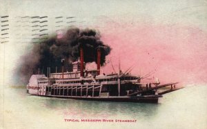 Vintage Postcard 1913 Typical Mississippi River Steamboat V. O. Hammon Pub.