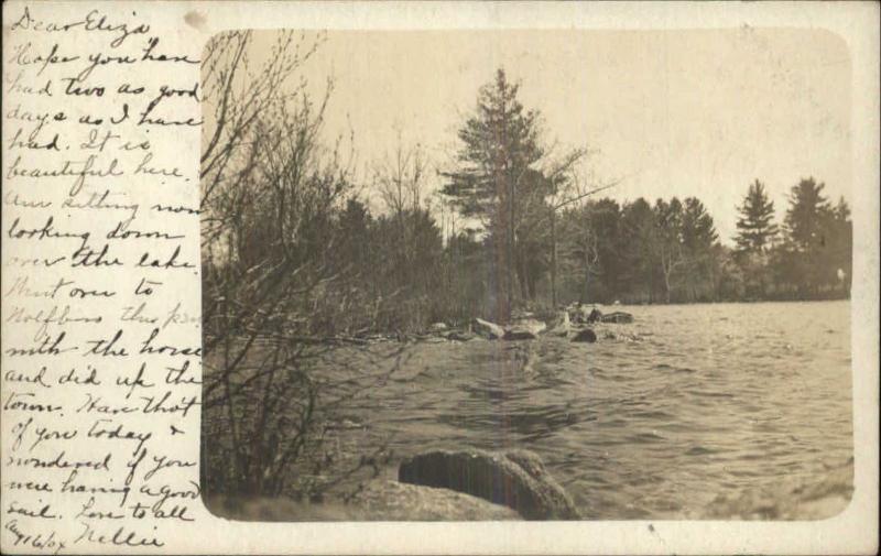 Lake & Trees - South Wolfeboro NH Cancel c1905 Real Photo Postcard