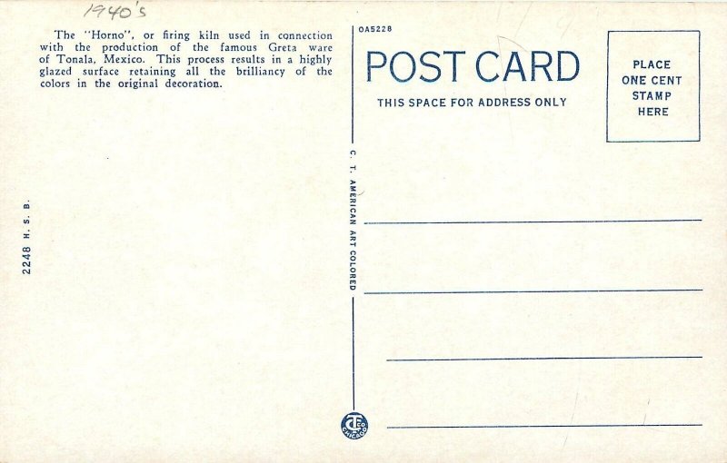 Postcard 1940s Tonala Mexico Native Potters occupation 24-5939