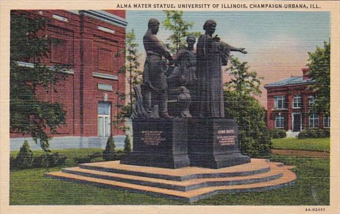 Illinois Champaign-Urbana Alma Mater Statue University Of Illinois 1951 Curteich