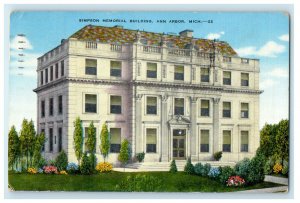 1945 Simpson Memorial Building, Ann Arbor Michigan MI Posted Vintage Postcard