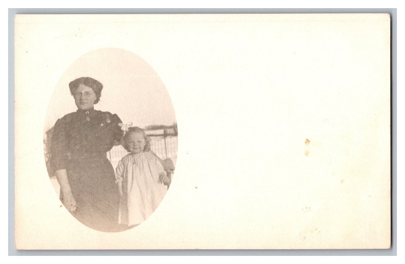 Postcard Mother And Daughter RPPC Real Photo Postcard 