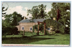 Dixon Illinois Postcard Old Log Cabin Hazelwood Exterior c1908 Vintage Antique
