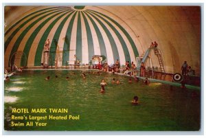 Reno Nevada NV Postcard Motel Mark Twain Largest Heated Pool c1960's Vintage