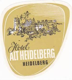 GERMANY HEIDELBERG HOTEL ALT HEIDELBERG VINATGE LUGGAGE LABEL