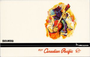 Fly Canadian Pacific South America Musician Unused Advertising Postcard H12