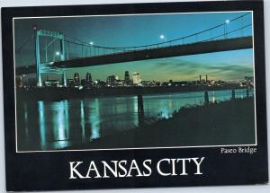 Kansas City skyline night view featuring Paseo Bridge
