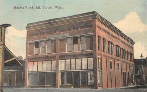 EAGLES BLOCK Mount Vernon, Washington 1913 Hand-Colored Vintage Postcard