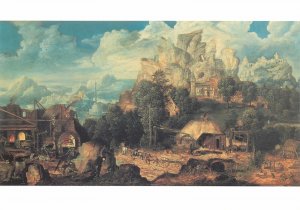 Art signed Postcard Henri met de Bles Landschaft mit Bergwerk