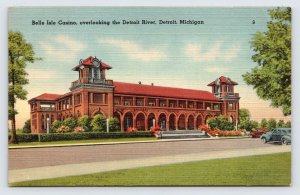 Belle Isle Casino, Overlooking Detroit River, Michigan, Vintage Postcard P9