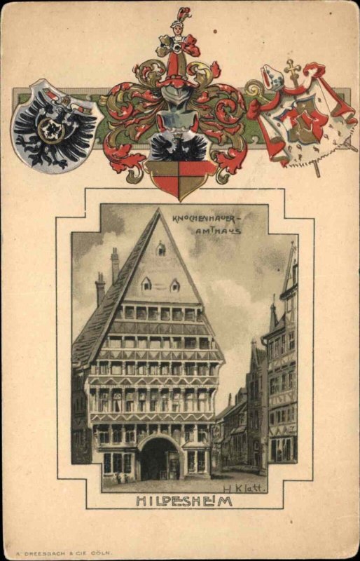 H Klatt Hildesheim Germany Knockenhauer Heraldic c1900 Pioneer Postcard