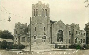 Brown Studio First ME Church Winfield Kansas RPPC Photo Postcard 20-1755