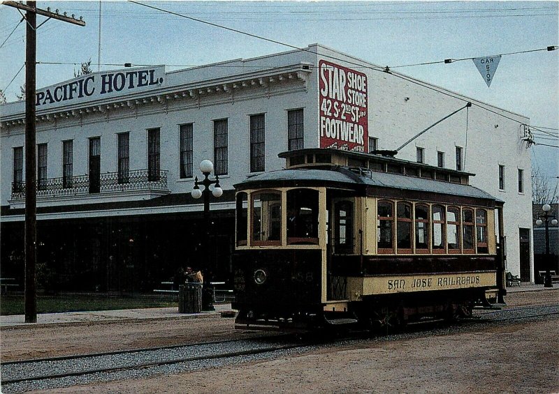 San Jose Street Cars Trolleys CA California Postcard