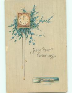 Pre-Linen new year CLOCK WITH FORGET-ME-NOT FLOWERS k5262