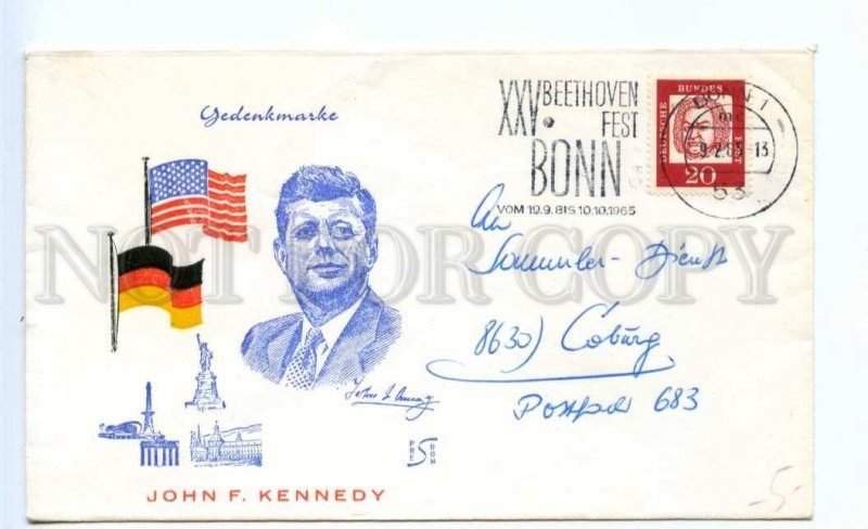 419061 GERMANY 1965 year President Kennedy Beethoven Festival Bonn COVER