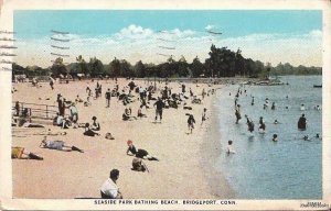 Postcard Seaside Park Bathing Beach Bridgeport CT