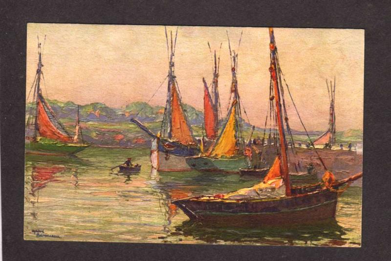 Sailboats Boats French Artist Signed Andre Beronneau Painter Carte Postale