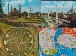 Sultan Ahmet The Blue Mosque Khora Museum + Instanbul Map 4x Turkey Postcard s