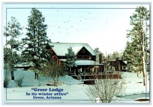 c1960's Greer Lodge In Its Winter Attire Greer Arizona AZ Vintage Postcard