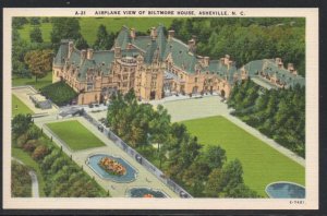 North Carolina colour Airplane View Biltmore House, Asheville, N.C unused