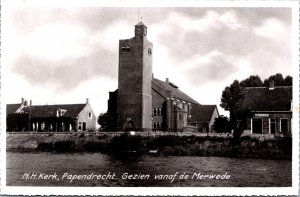 Netherlands Kerk Papendrecht Vanaf De Merwede Vintage RPPC 09.72