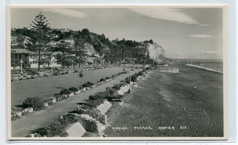 Marine Parade Napier Hawkes Bay New Zealand RPPC postcard