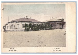 Rauma Finland Postcard City Hall Building Street View 1910 Posted Antique