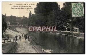 Old Postcard The banks of the Marne Joinville Bridge Restaurant Fanac and & #...