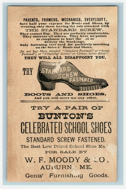 1880s-90s W.F. Moody & Co. Standard Screw Fastened Bunton's School Shoes P228