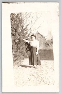 Lewis Kansas Edwardian Woman on Farm Blanche Malin Hanson Postcard A27