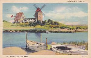 Windmill on Quaint Cape Cod, Massachusetts - pm 1939 - Linen