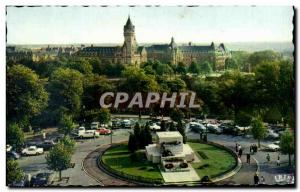 Old Postcard The Luxembourg Constitution Square with the Memorial Monument At...