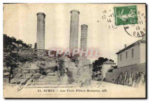 Postcard Old Nimes The Three Pillars Romans