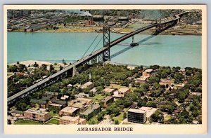 Ambassador Bridge, University Of Windsor, Ontario, Canada, Aerial View Postcard