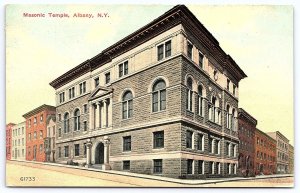 1912 Masonic Temple Albany New York Historic Building Landmark Posted Postcard