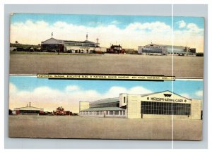Vintage 1940's Postcard Municipal Air Hangar National Guard Meridian Mississippi